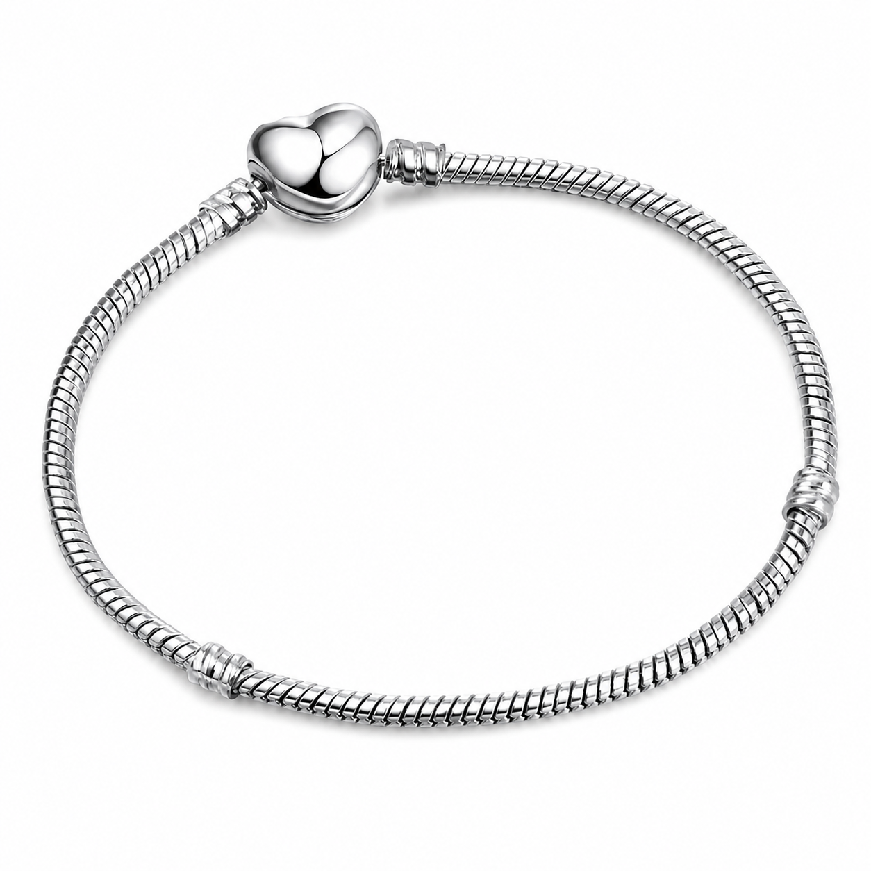 CALEO clean white gallery 09 — Heart & Geometric Clasp Snake Chain Bracelet — 2026-07-31