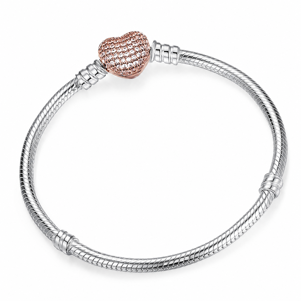 CALEO clean white gallery 11 — Heart & Geometric Clasp Snake Chain Bracelet — 2026-07-31