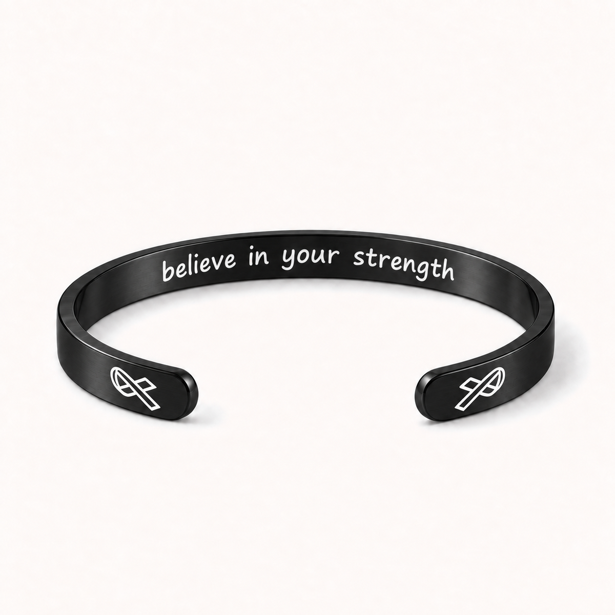 What Cancer Cannot Do Engraved Cuff Bracelet – Black – Believe In Your Strength
