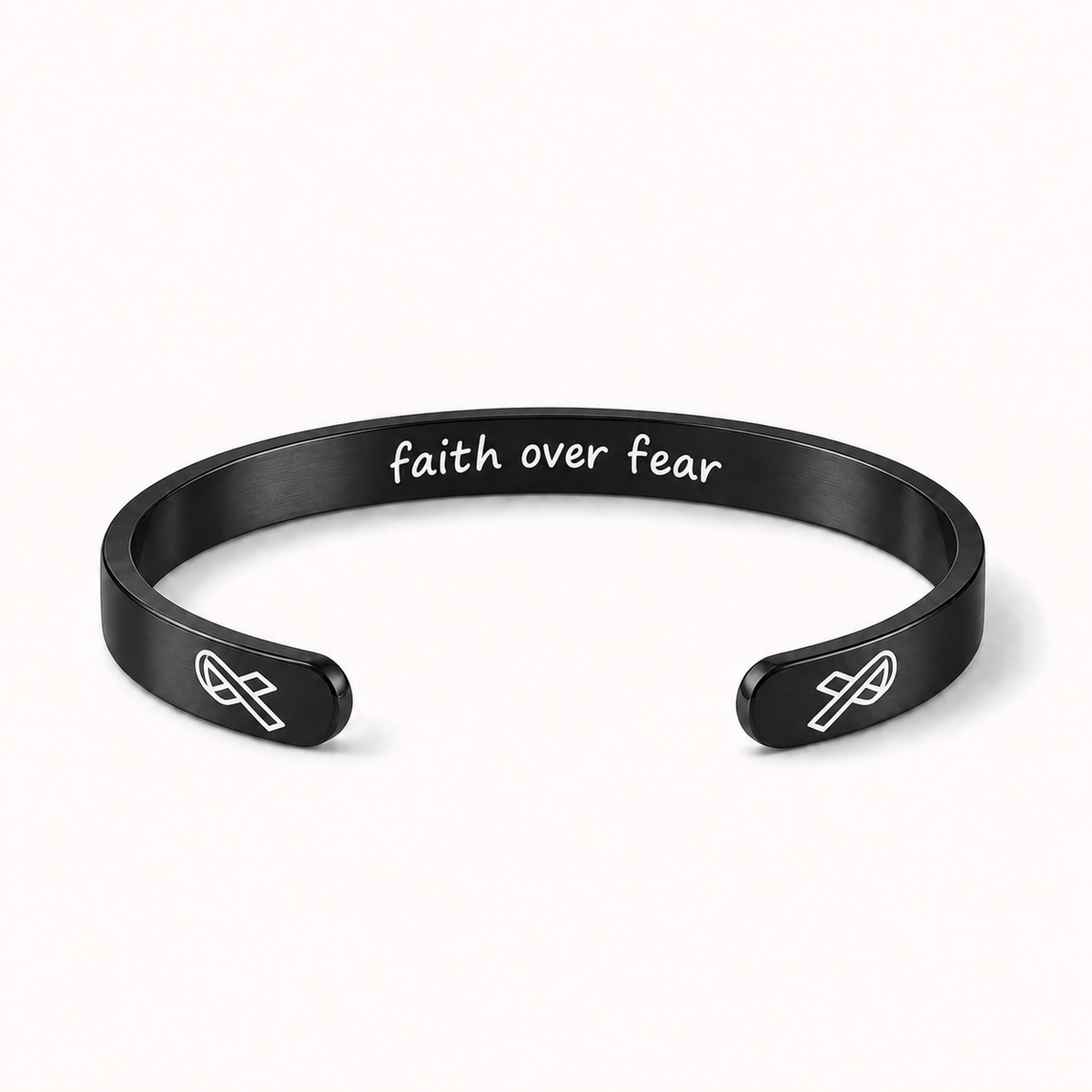 What Cancer Cannot Do Engraved Cuff Bracelet – Black – Faith Over Fear