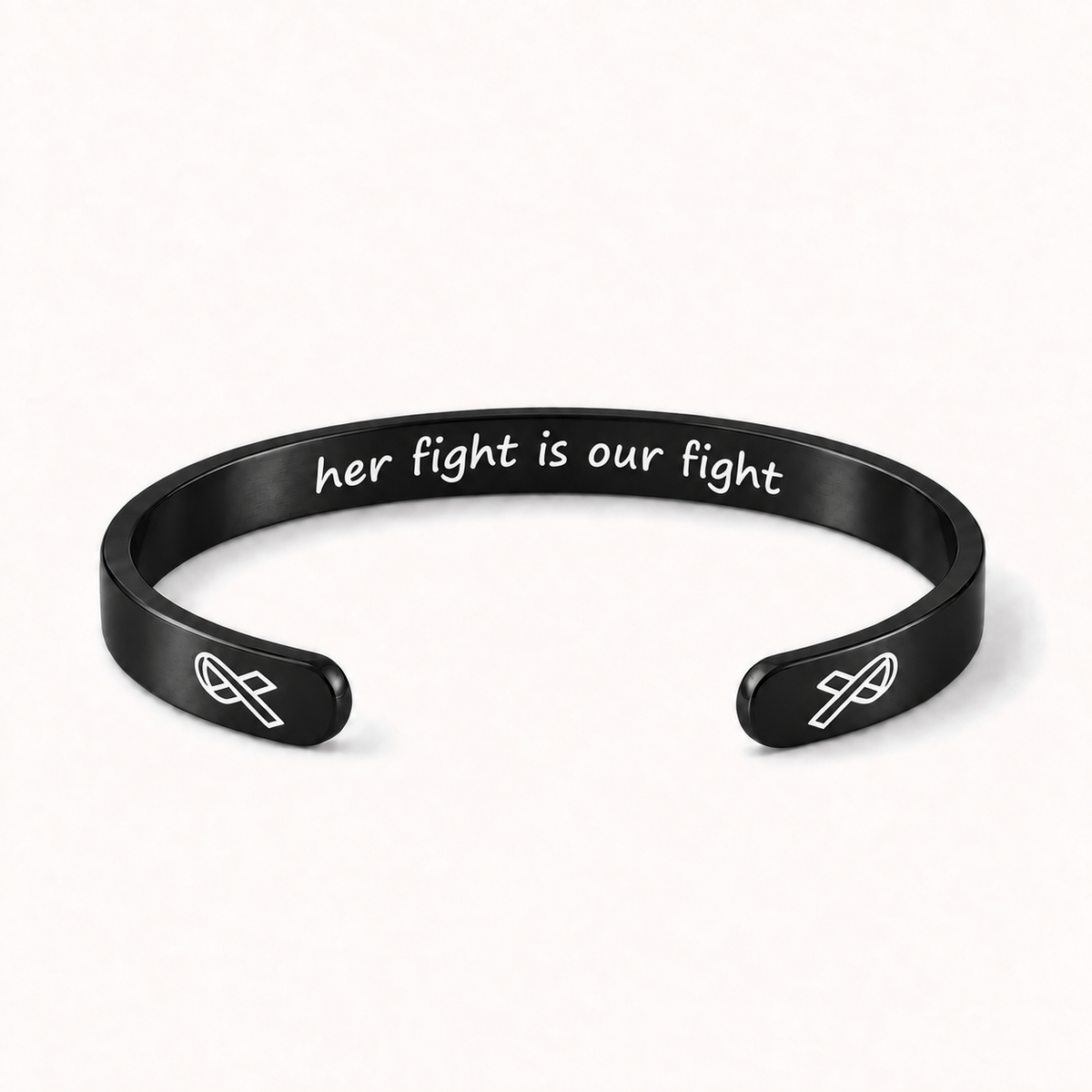 What Cancer Cannot Do Engraved Cuff Bracelet – Black – Her Fight Is Our Fight