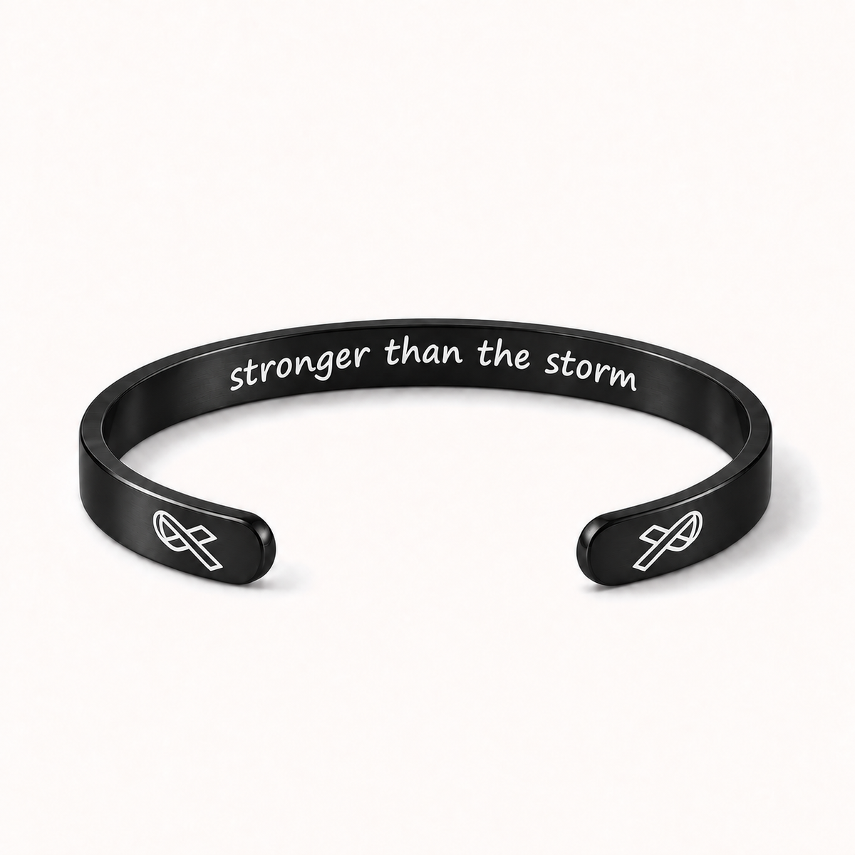 What Cancer Cannot Do Engraved Cuff Bracelet – Black – Stronger Than The Storm