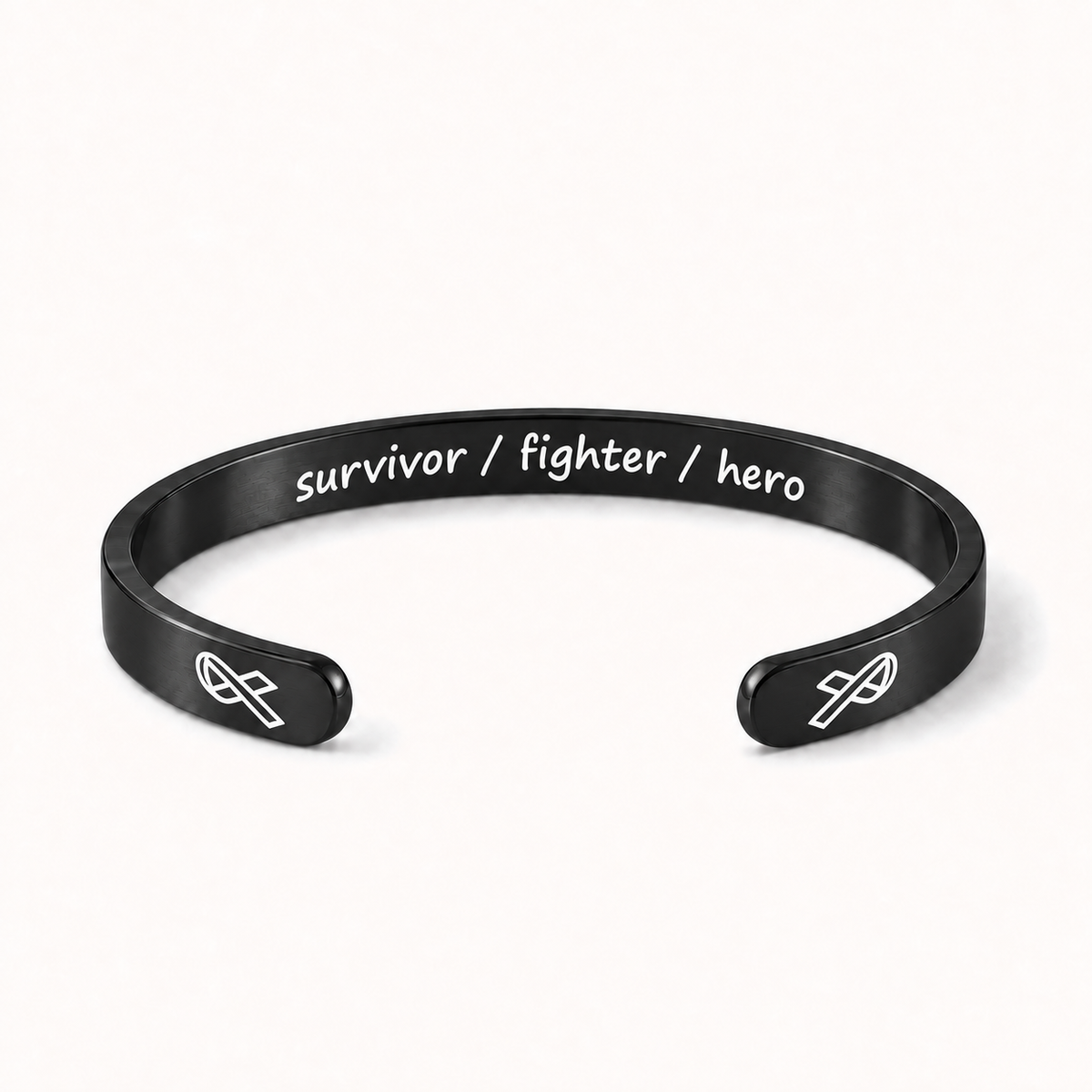 What Cancer Cannot Do Engraved Cuff Bracelet – Black – Survivor / Fighter / Hero