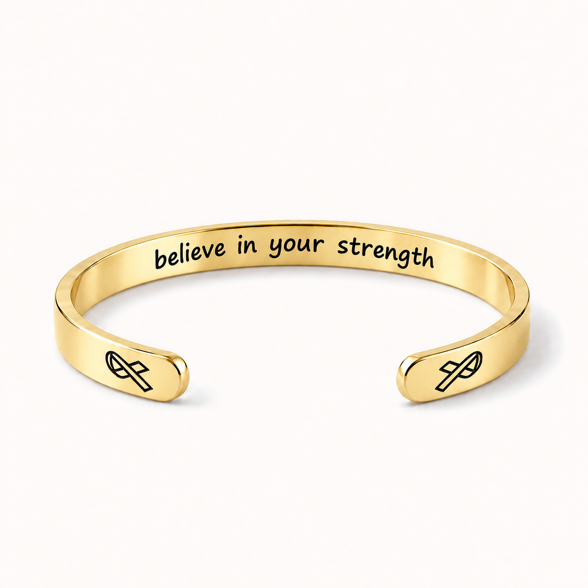 What Cancer Cannot Do Engraved Cuff Bracelet – Gold – Believe In Your Strength