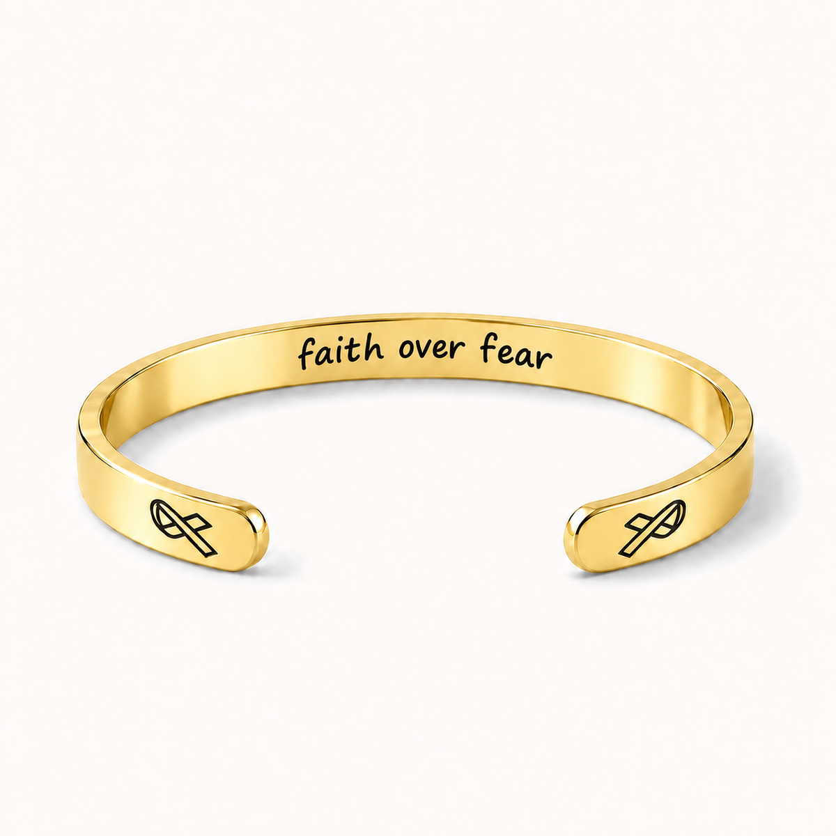 What Cancer Cannot Do Engraved Cuff Bracelet – Gold – Faith Over Fear