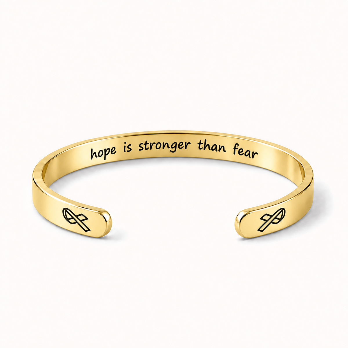 What Cancer Cannot Do Engraved Cuff Bracelet – Gold – Hope Is Stronger Than Fear