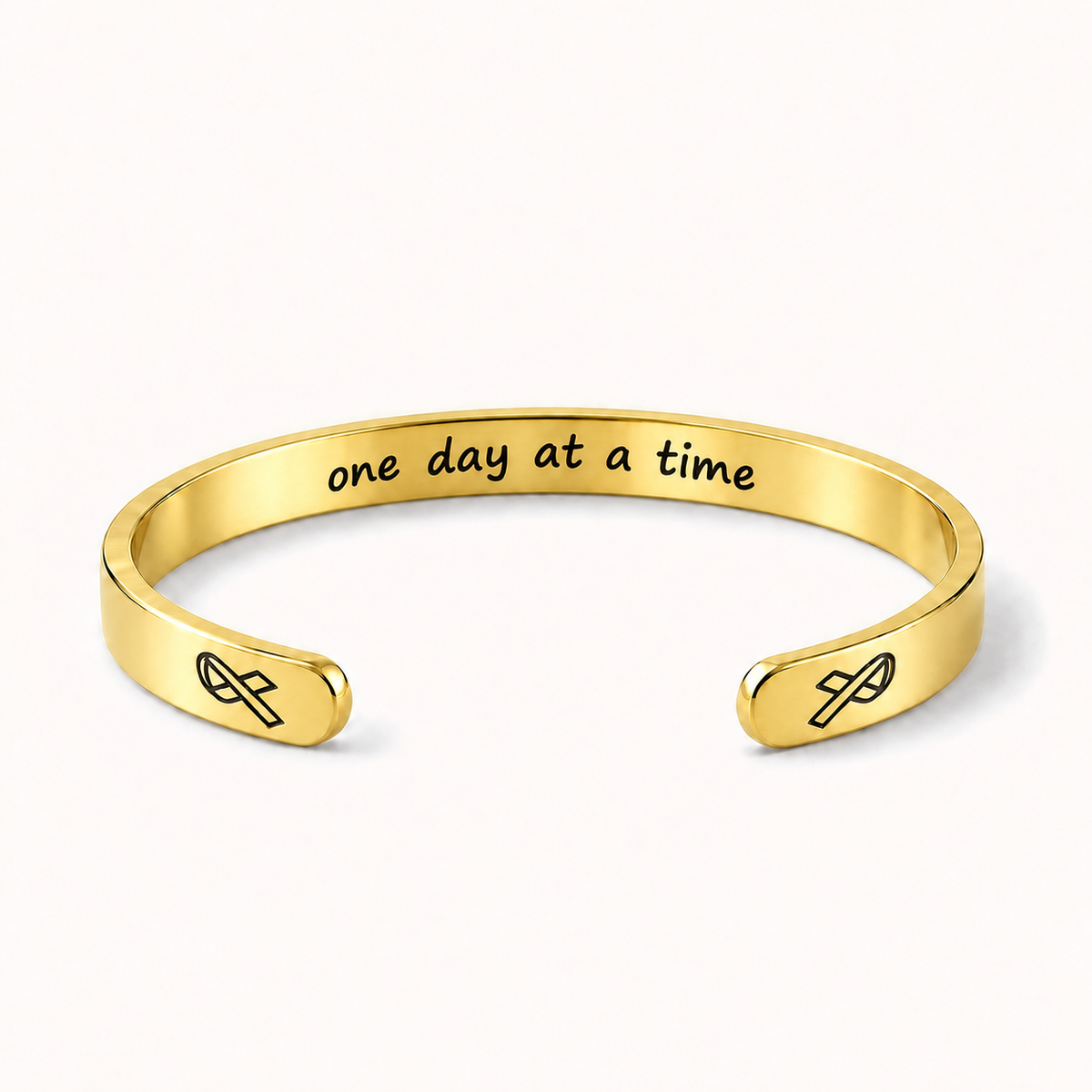 What Cancer Cannot Do Engraved Cuff Bracelet – Gold – One Day At A Time