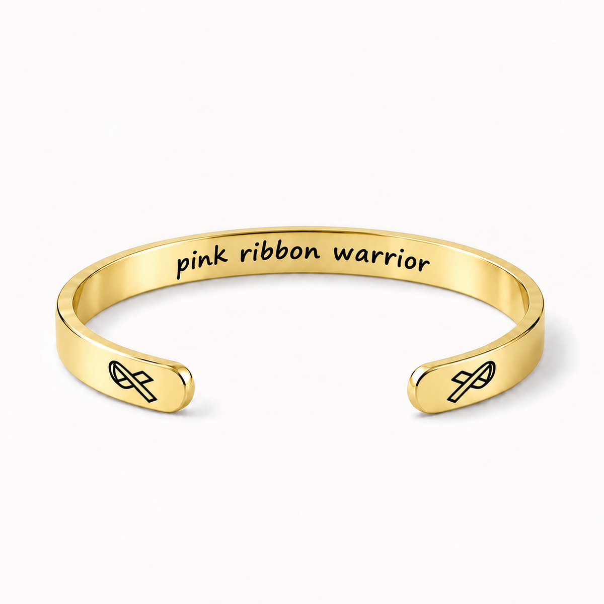 What Cancer Cannot Do Engraved Cuff Bracelet – Gold – Pink Ribbon Warrior