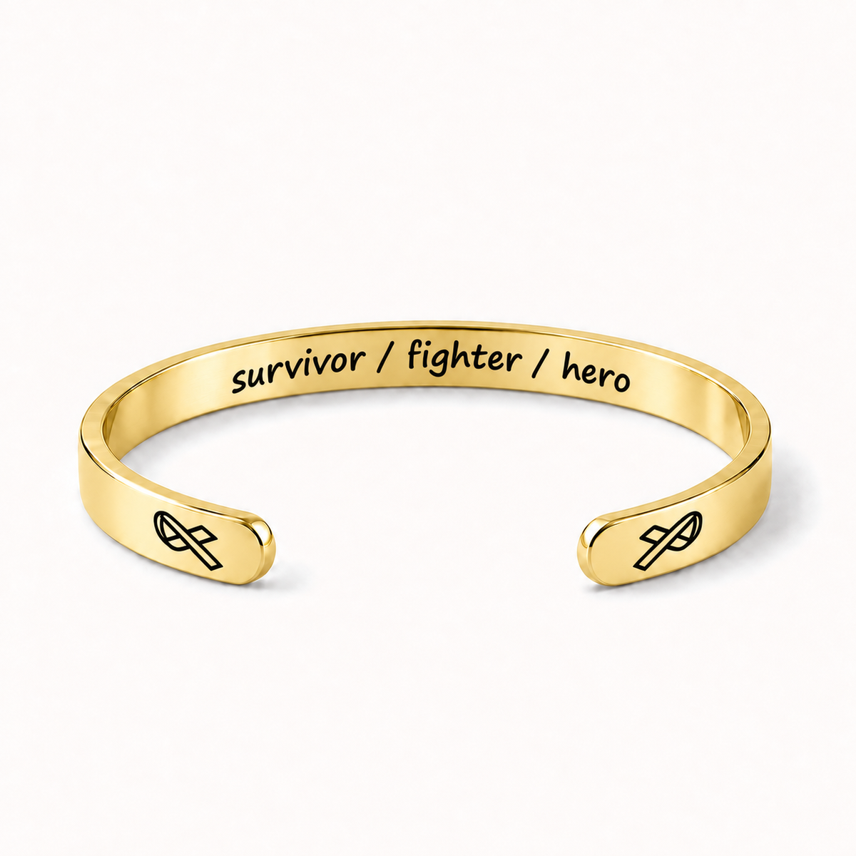 What Cancer Cannot Do Engraved Cuff Bracelet – Gold – Survivor / Fighter / Hero