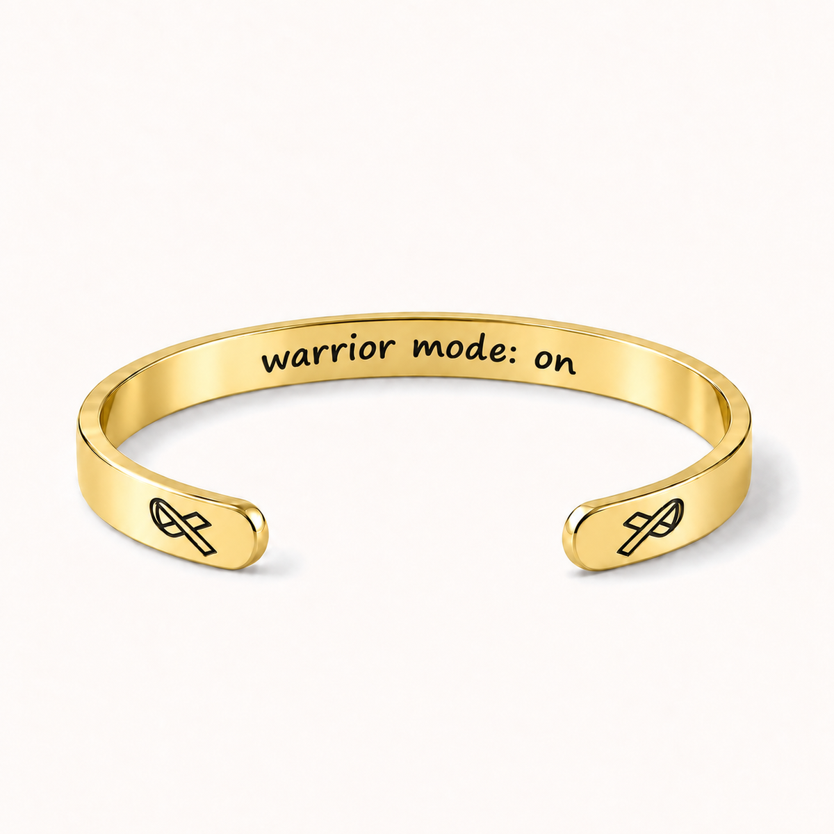 What Cancer Cannot Do Engraved Cuff Bracelet – Gold – Warrior Mode: ON