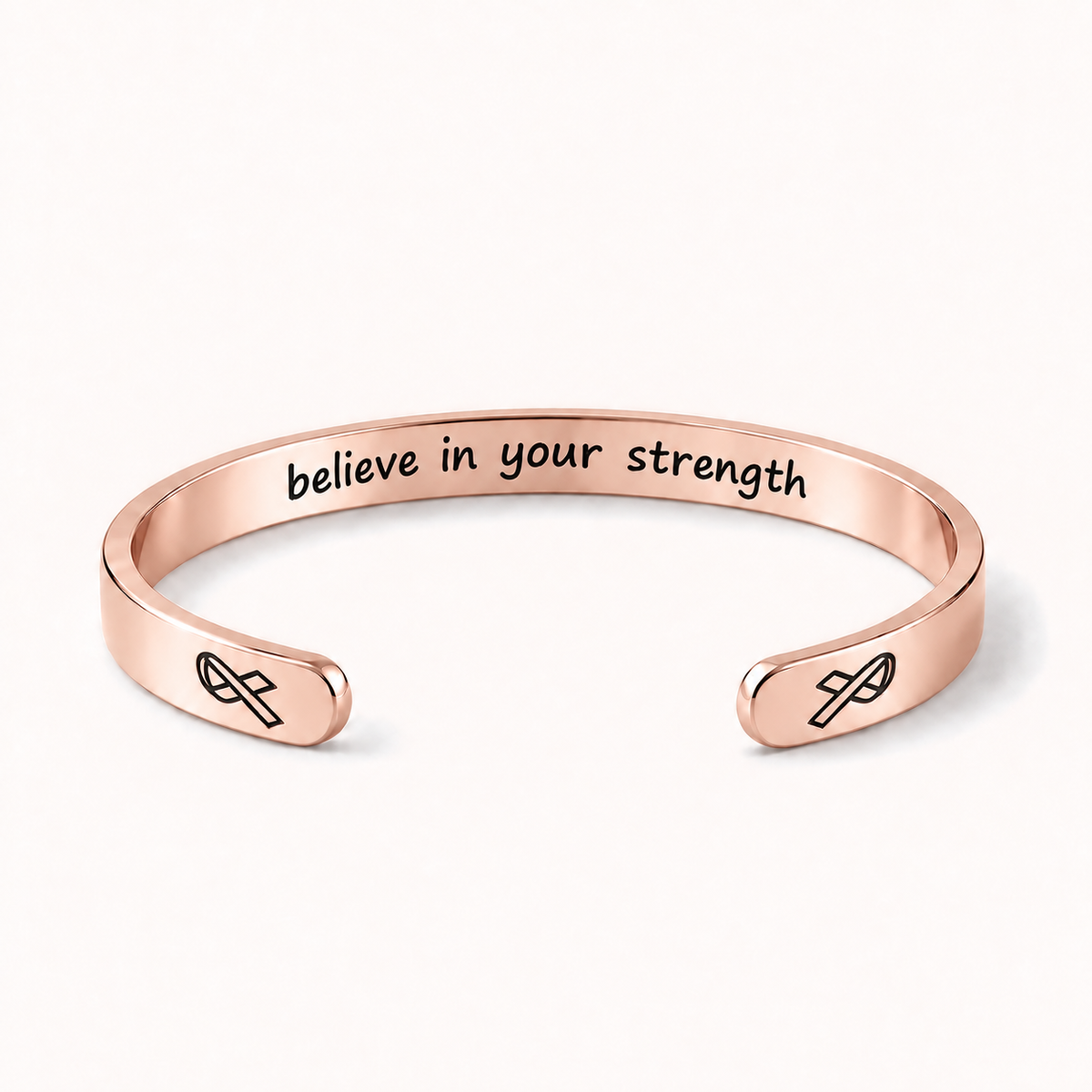 What Cancer Cannot Do Engraved Cuff Bracelet – Rose Gold – Believe In Your Strength