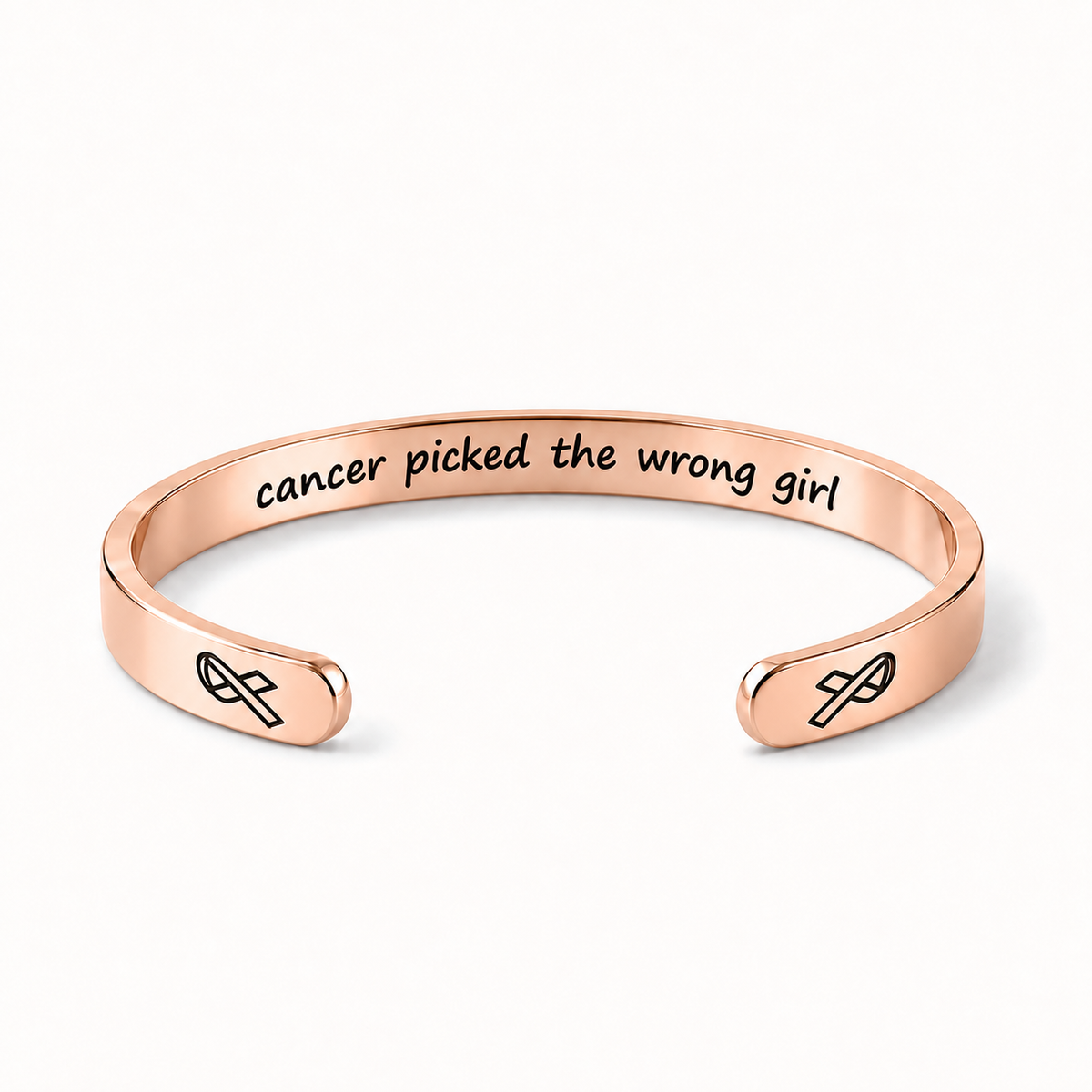 What Cancer Cannot Do Engraved Cuff Bracelet – Rose Gold – Cancer Picked The Wrong Girl