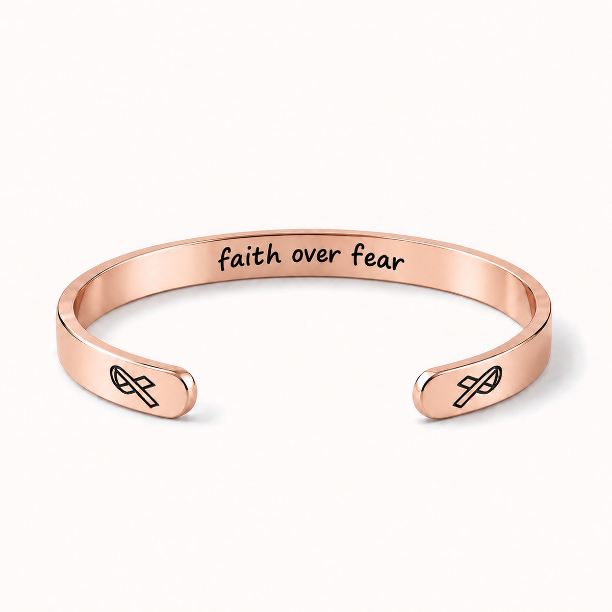 What Cancer Cannot Do Engraved Cuff Bracelet – Rose Gold – Faith Over Fear