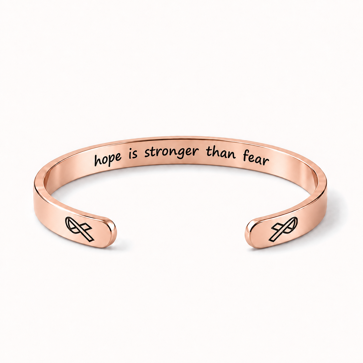 What Cancer Cannot Do Engraved Cuff Bracelet – Rose Gold – Hope Is Stronger Than Fear