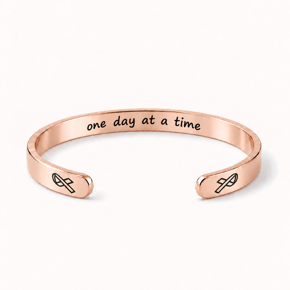 What Cancer Cannot Do Engraved Cuff Bracelet – Rose Gold – One Day At A Time
