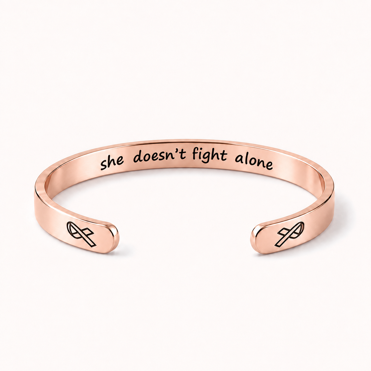 What Cancer Cannot Do Engraved Cuff Bracelet – Rose Gold – she doesn’t fight alone