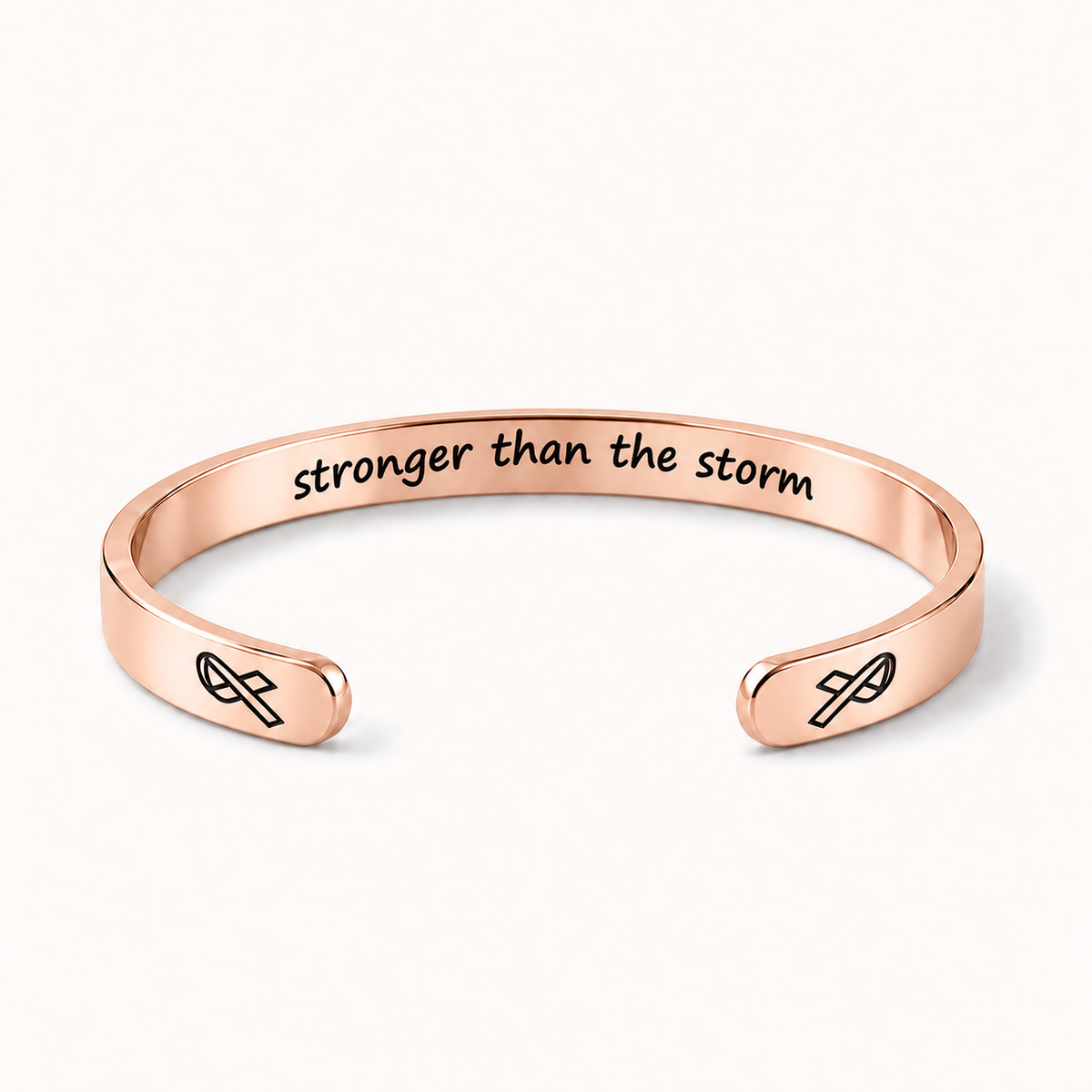 What Cancer Cannot Do Engraved Cuff Bracelet – Rose Gold – Stronger Than The Storm