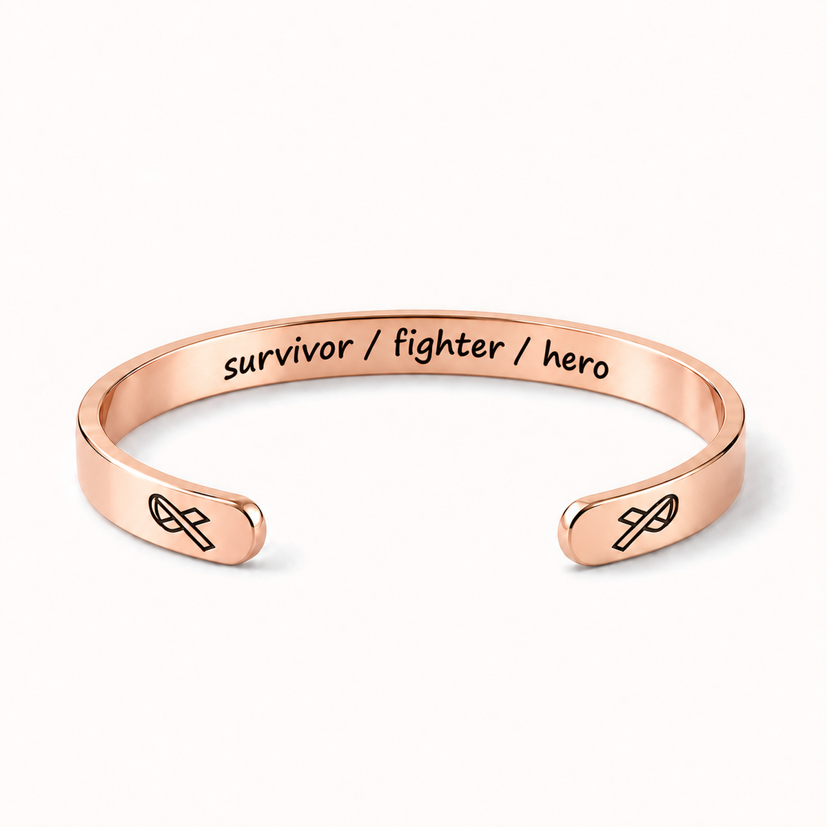 What Cancer Cannot Do Engraved Cuff Bracelet – Rose Gold – Survivor / Fighter / Hero