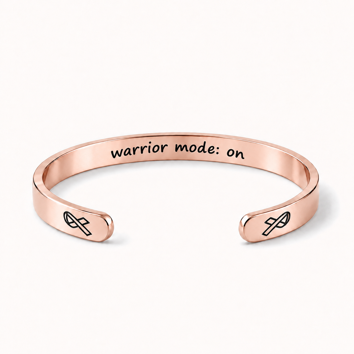 What Cancer Cannot Do Engraved Cuff Bracelet – Rose Gold – Warrior Mode: ON