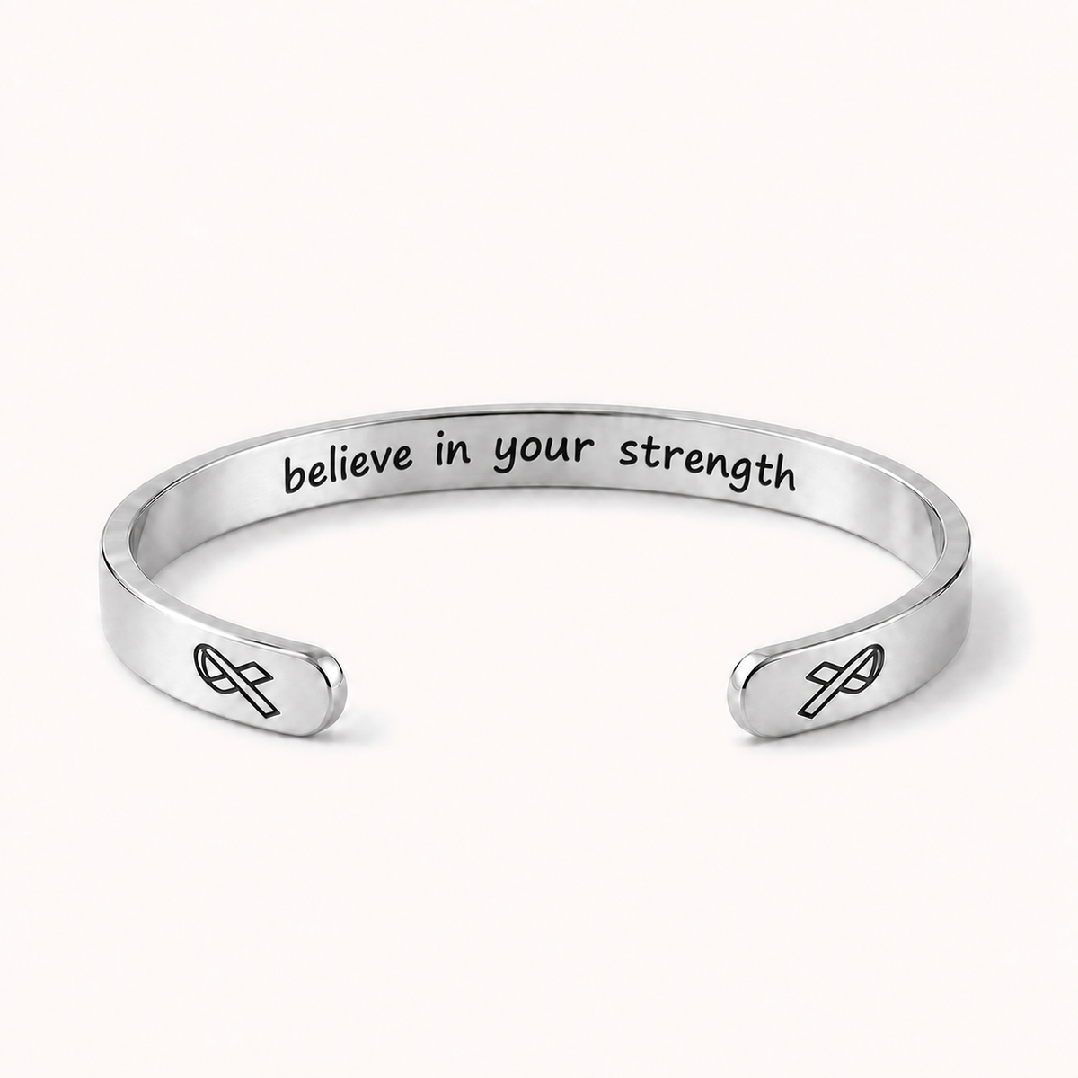 What Cancer Cannot Do Engraved Cuff Bracelet – Silver – Believe In Your Strength