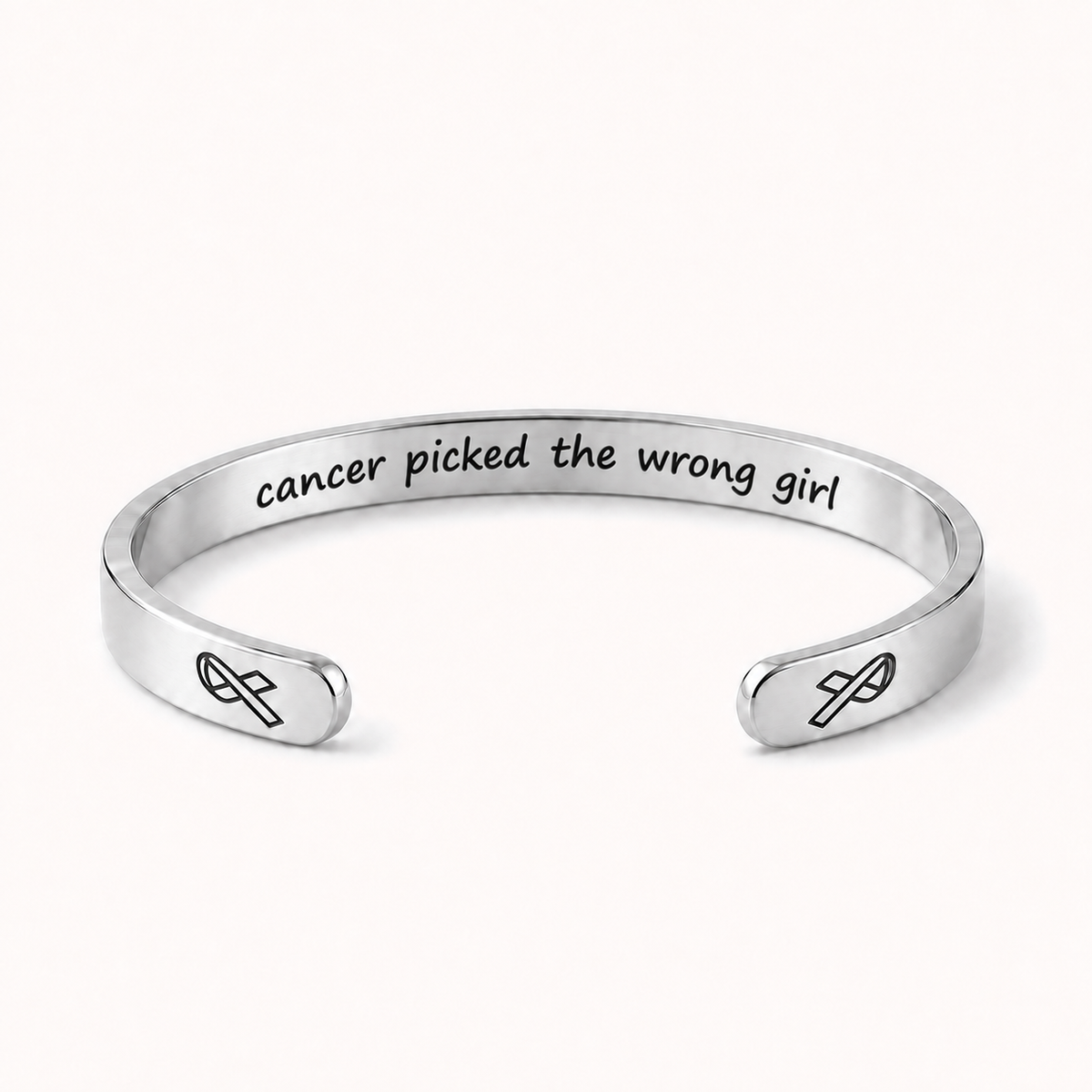 What Cancer Cannot Do Engraved Cuff Bracelet – Silver – Cancer Picked The Wrong Girl