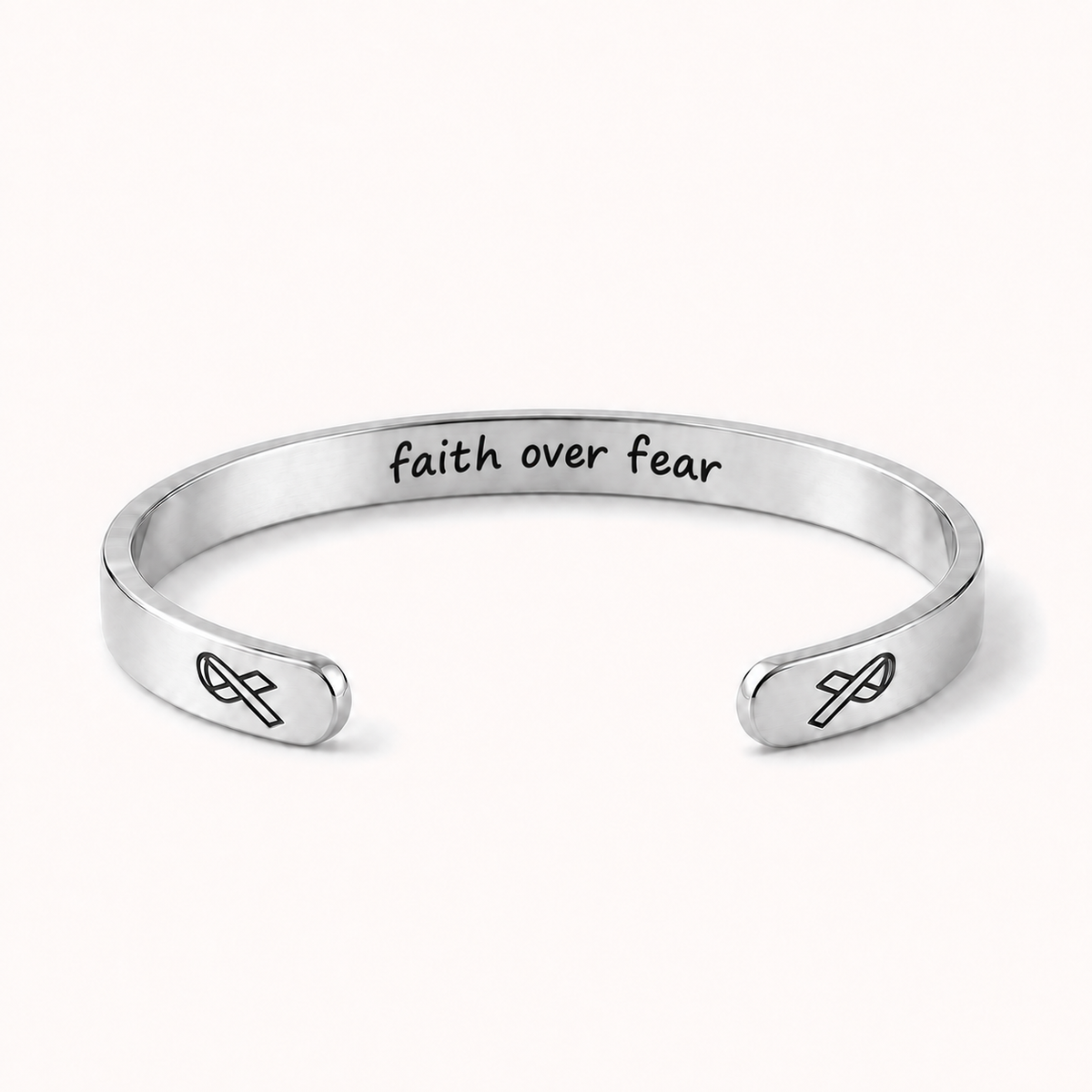 What Cancer Cannot Do Engraved Cuff Bracelet – Silver – Faith Over Fear
