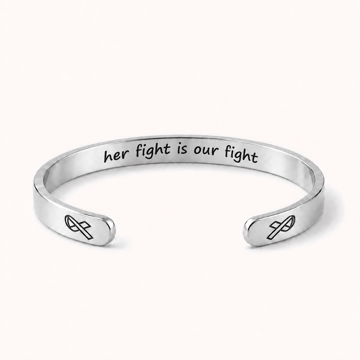 What Cancer Cannot Do Engraved Cuff Bracelet – Silver – Her Fight Is Our Fight