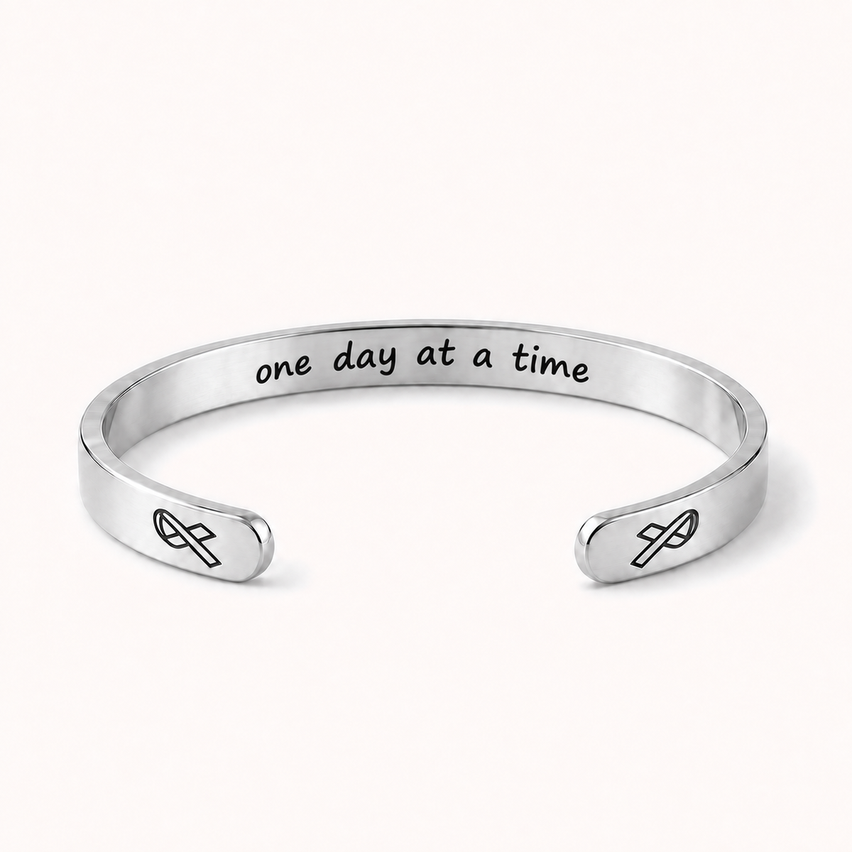 What Cancer Cannot Do Engraved Cuff Bracelet – Silver – One Day At A Time