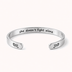 What Cancer Cannot Do Engraved Cuff Bracelet – Silver – she doesn’t fight alone