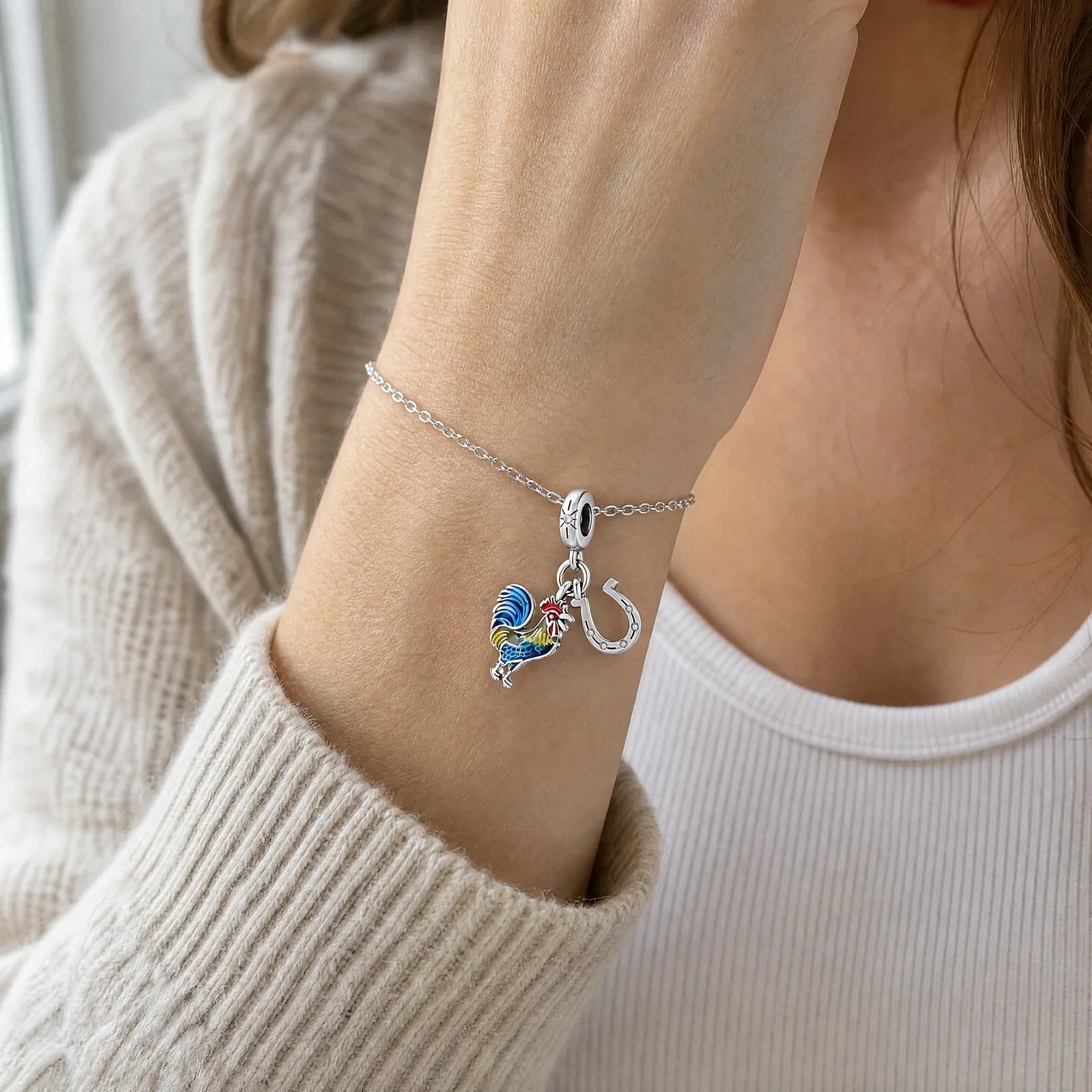 Lucky Rooster & Horseshoe Charm lifestyle image