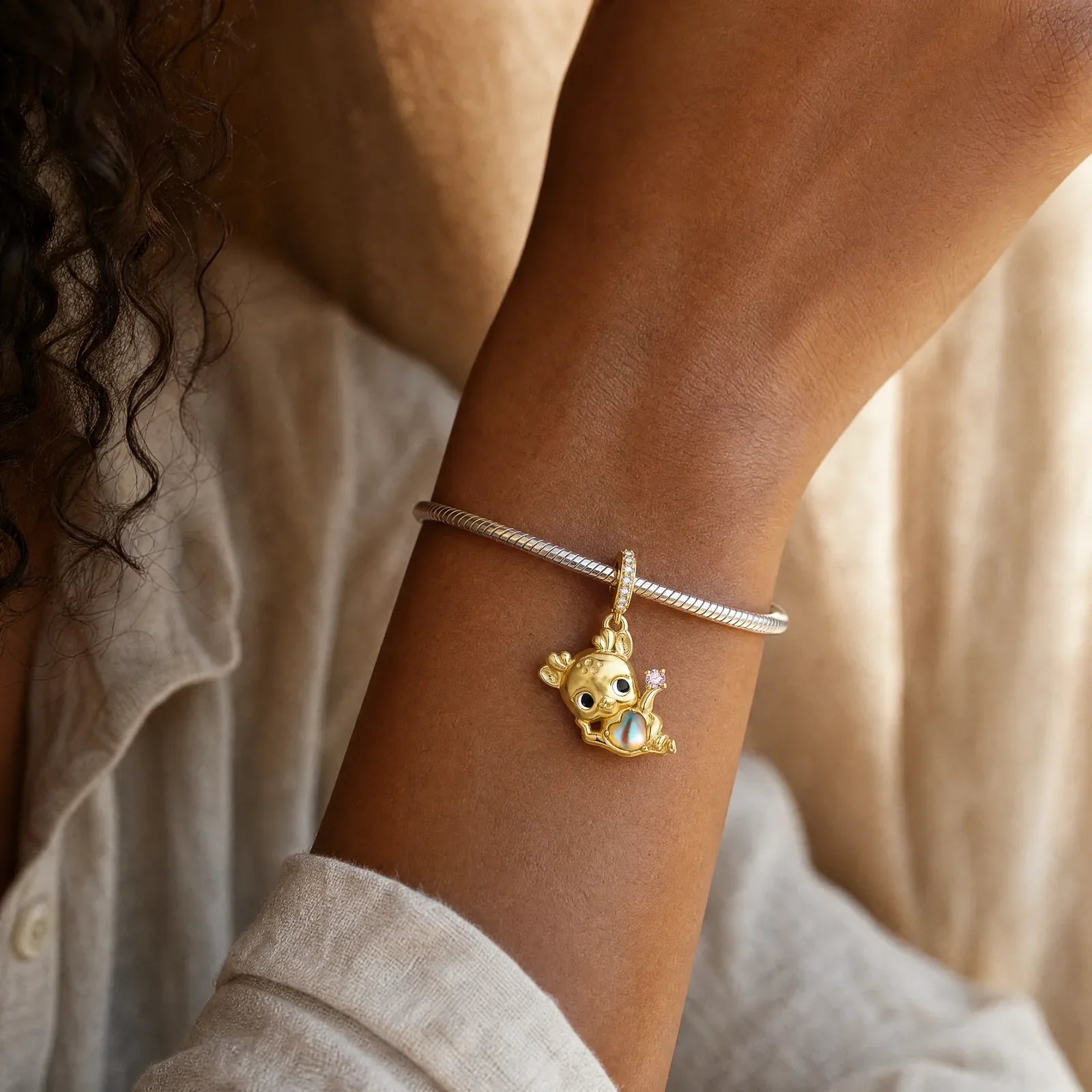 Double Butterfly Charm worn lifestyle