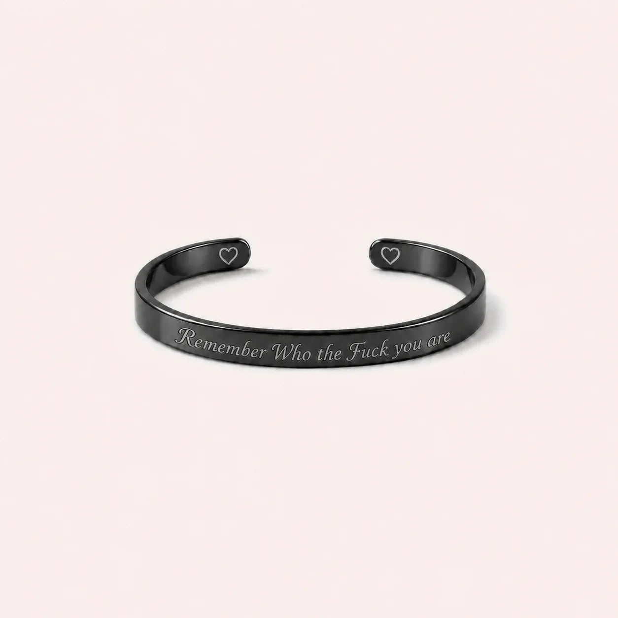 Engraved Mantra Cuff Bracelet - Black - Remember Who You Are