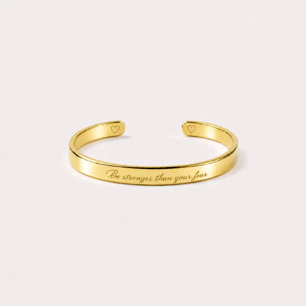 Engraved Mantra Cuff Bracelet - Gold - Be Stronger Than Your Fear