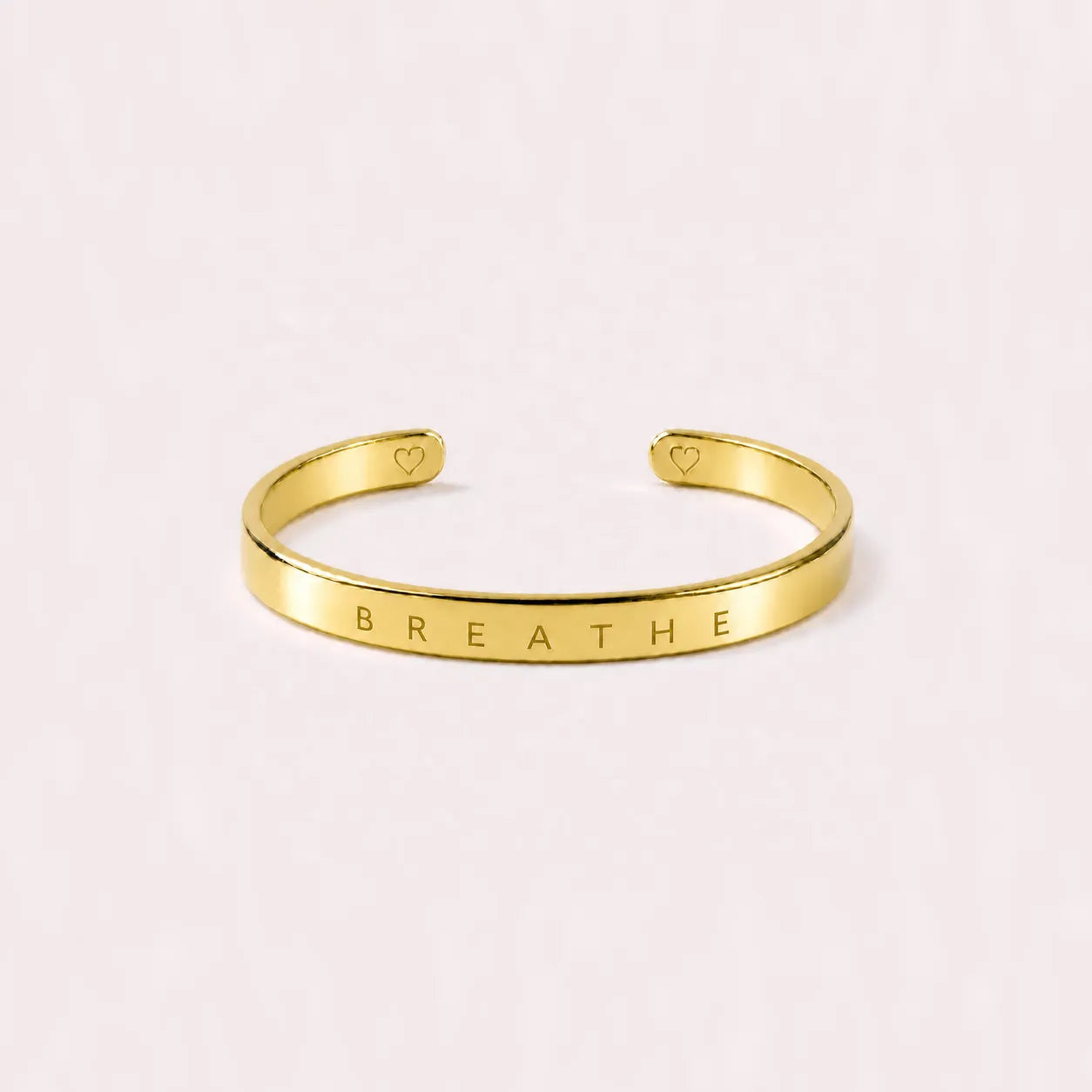 Engraved Mantra Cuff Bracelet - Gold - Breathe