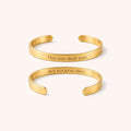 Engraved Mantra Cuff Bracelet - Gold - This Too Shall Pass