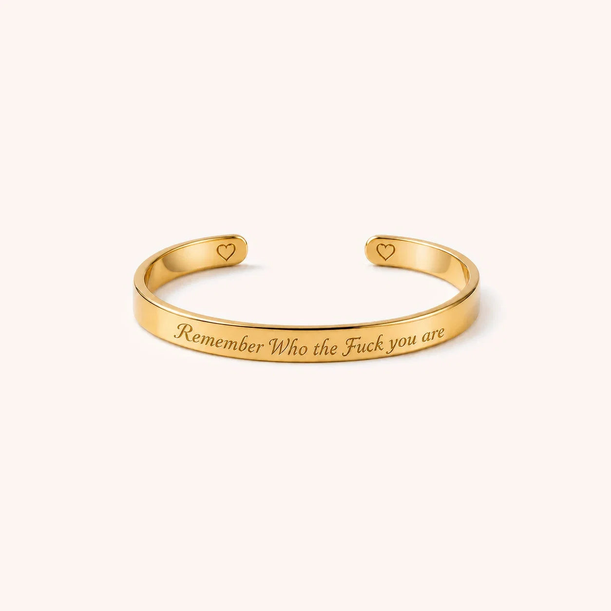 Engraved Mantra Cuff Bracelet - Gold - Remember Who You Are