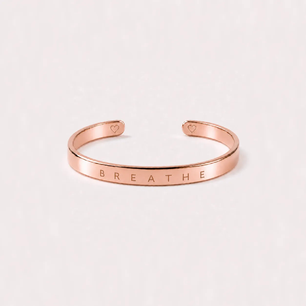 Engraved Mantra Cuff Bracelet - Rose Gold - Breathe