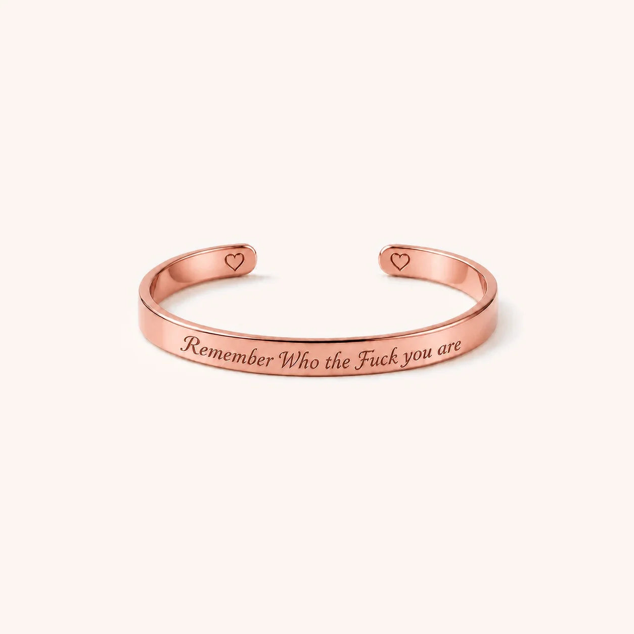 Engraved Mantra Cuff Bracelet - Rose Gold - Remember Who You Are