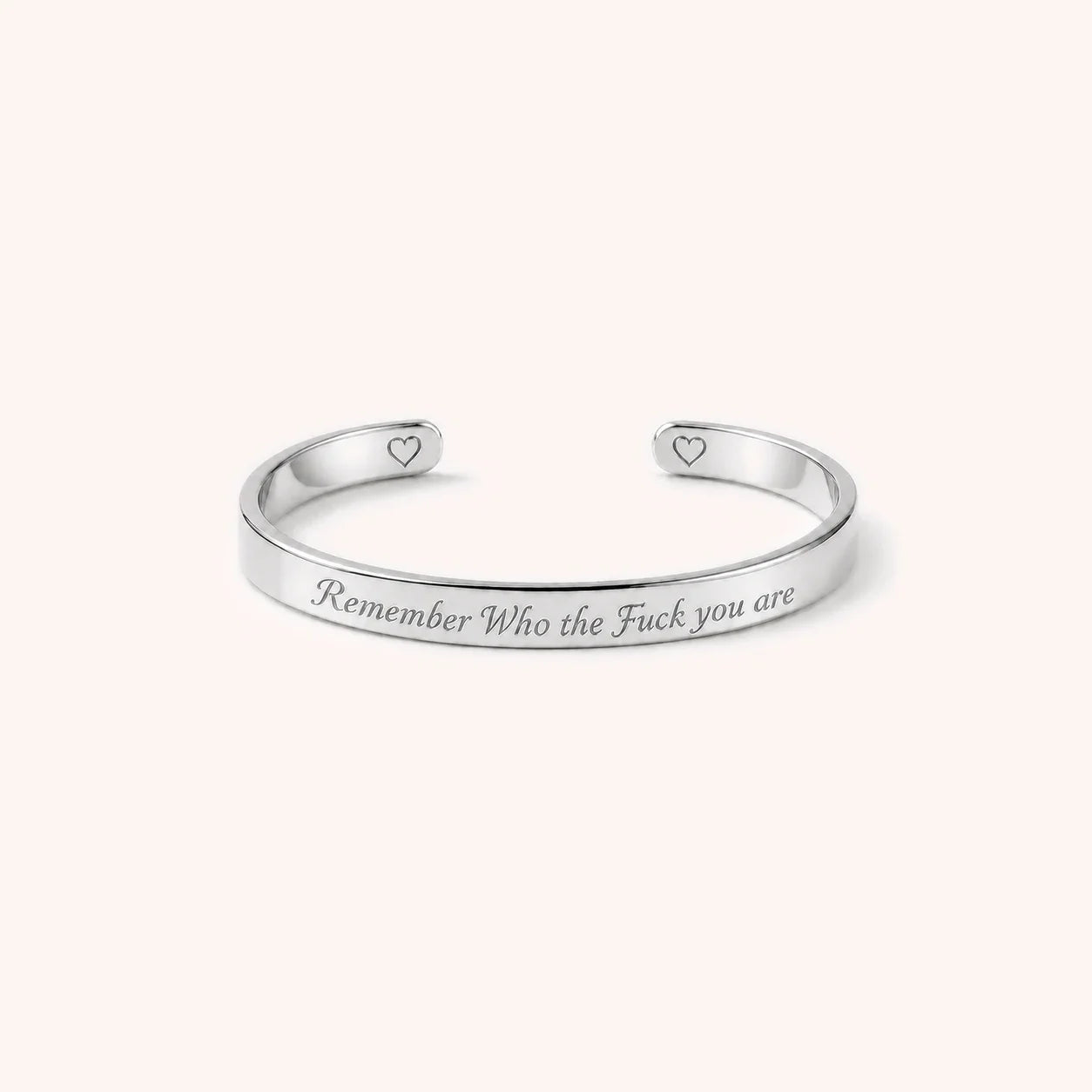 Engraved Mantra Cuff Bracelet - Silver - Remember Who You Are