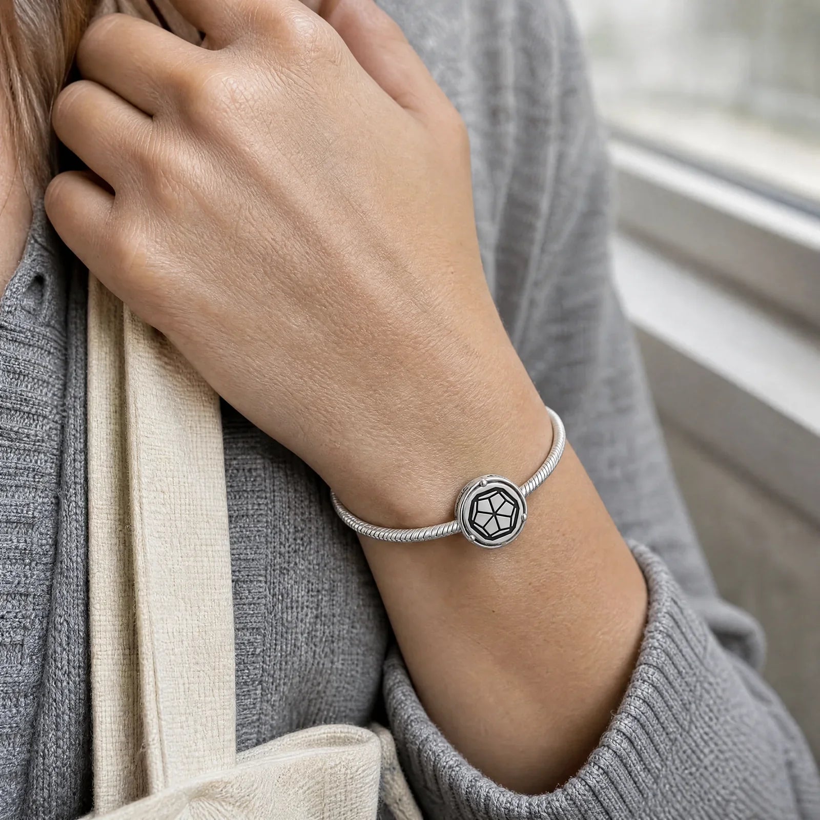Sacred Geometry Dodecahedron Bracelet Charm lifestyle image