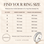 CALEO She Will Not Fall Ring size guide for US sizes 5 through 10