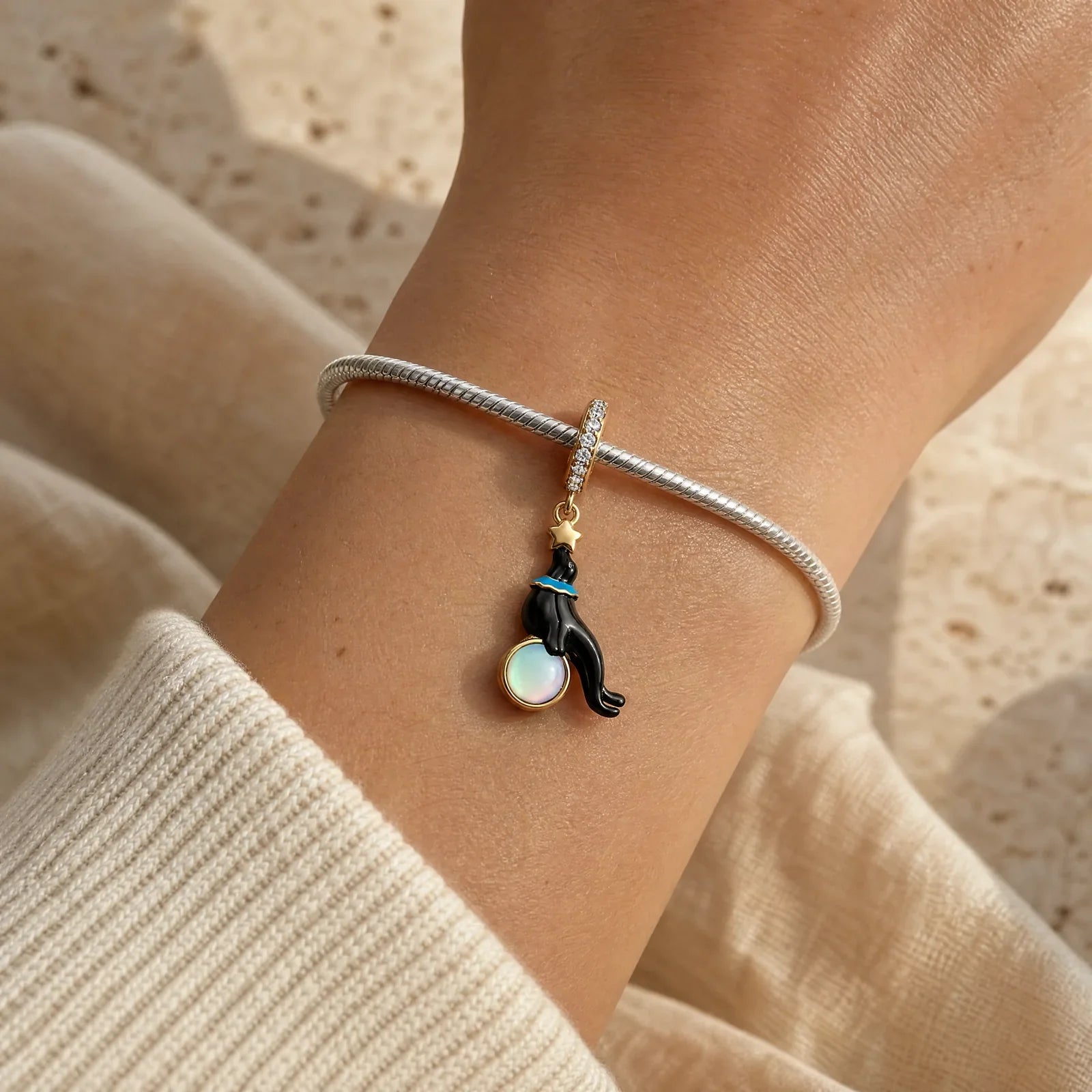 Skull Clover Charm worn lifestyle