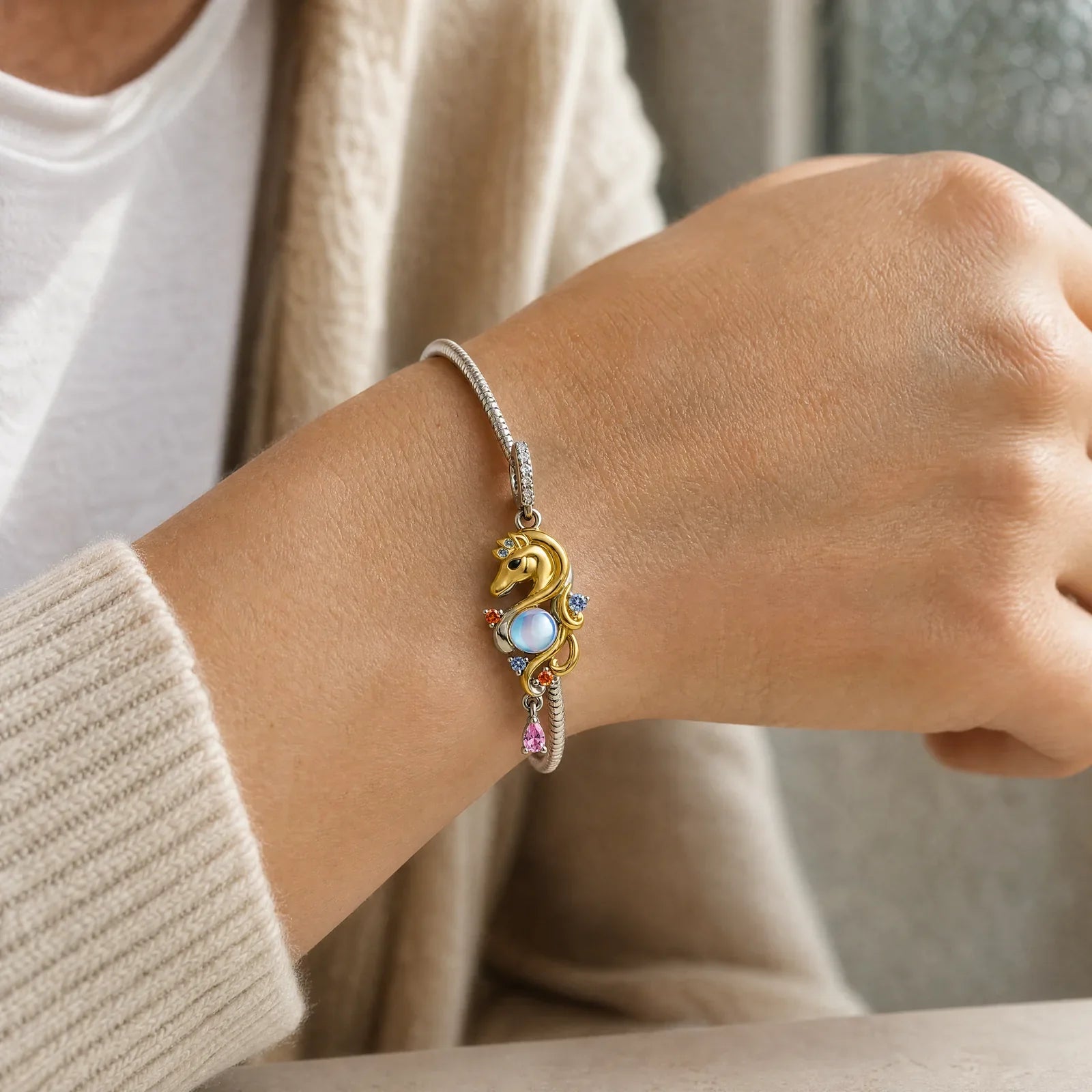 Skull Seahorse Charm worn lifestyle
