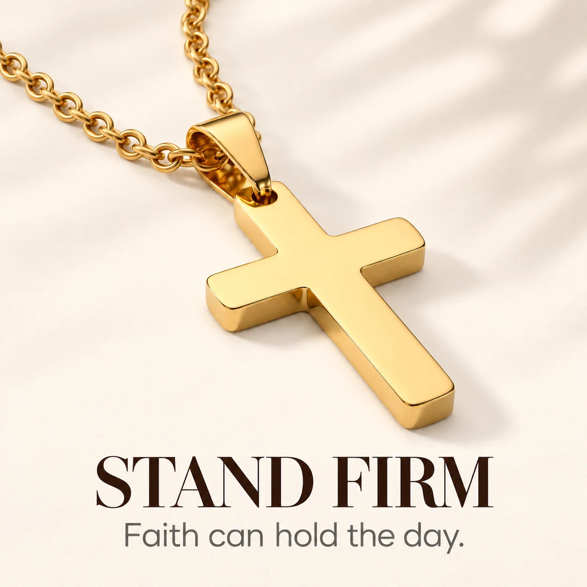 Stand Firm emotional thumbnail for Classic Gold Cross Necklace