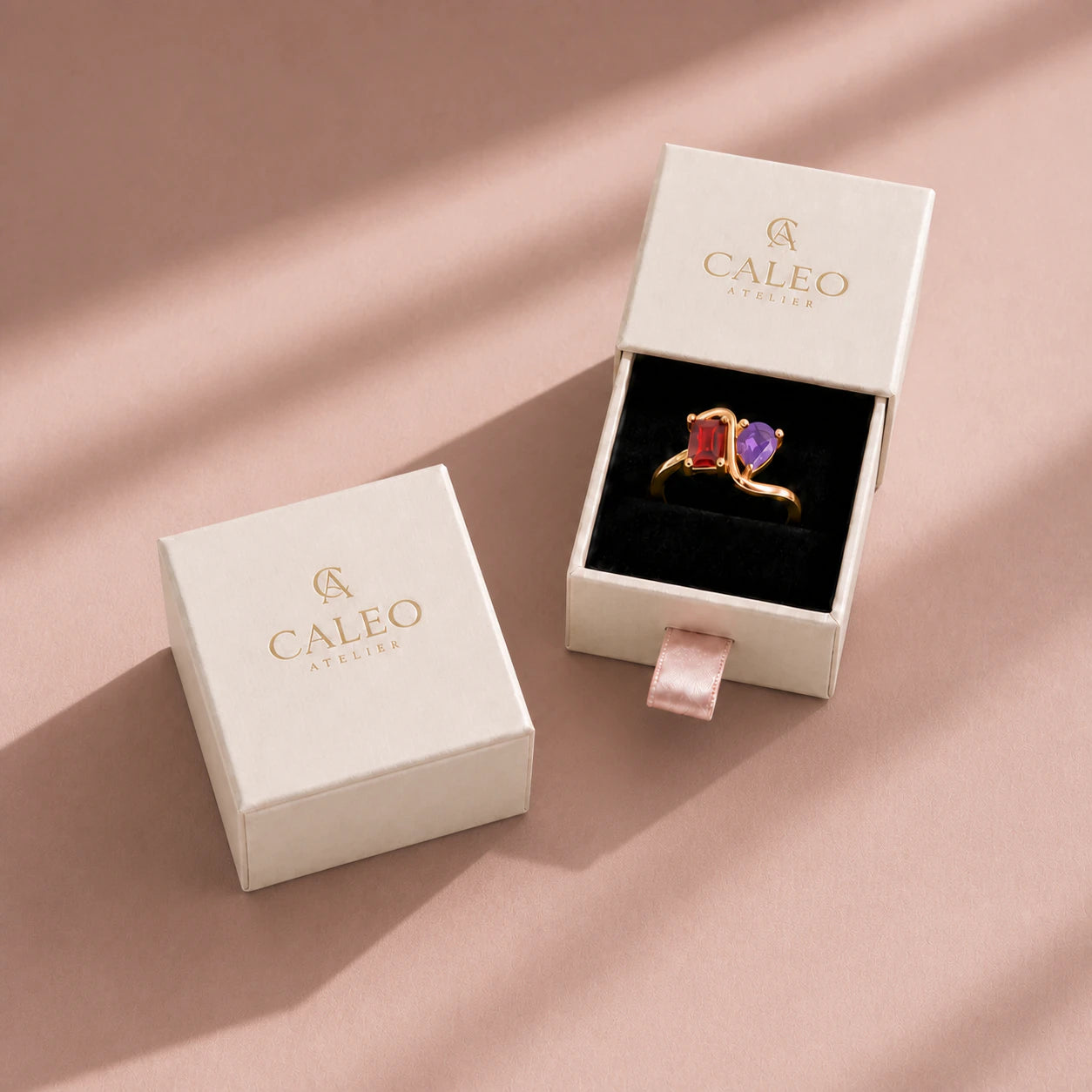 Personalised Two Birthstone Toi et Moi Ring