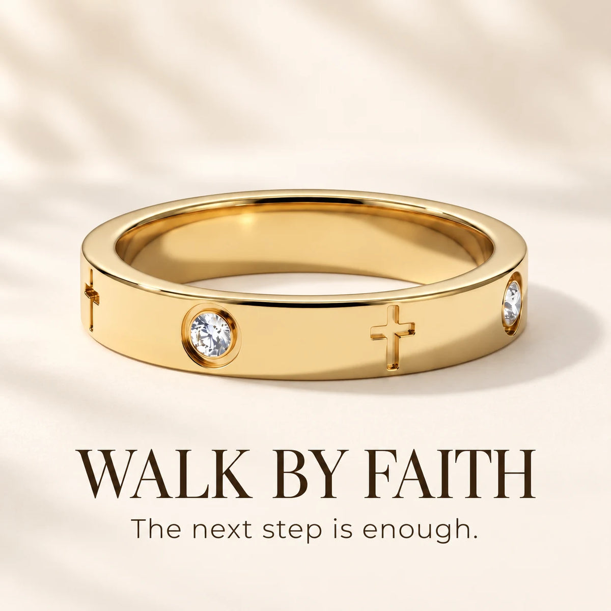 Walk by Faith emotional thumbnail for Luminous Cross Band Ring