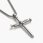 Calvary Nail Cross Necklace - calvary nail cross silver thumbnail