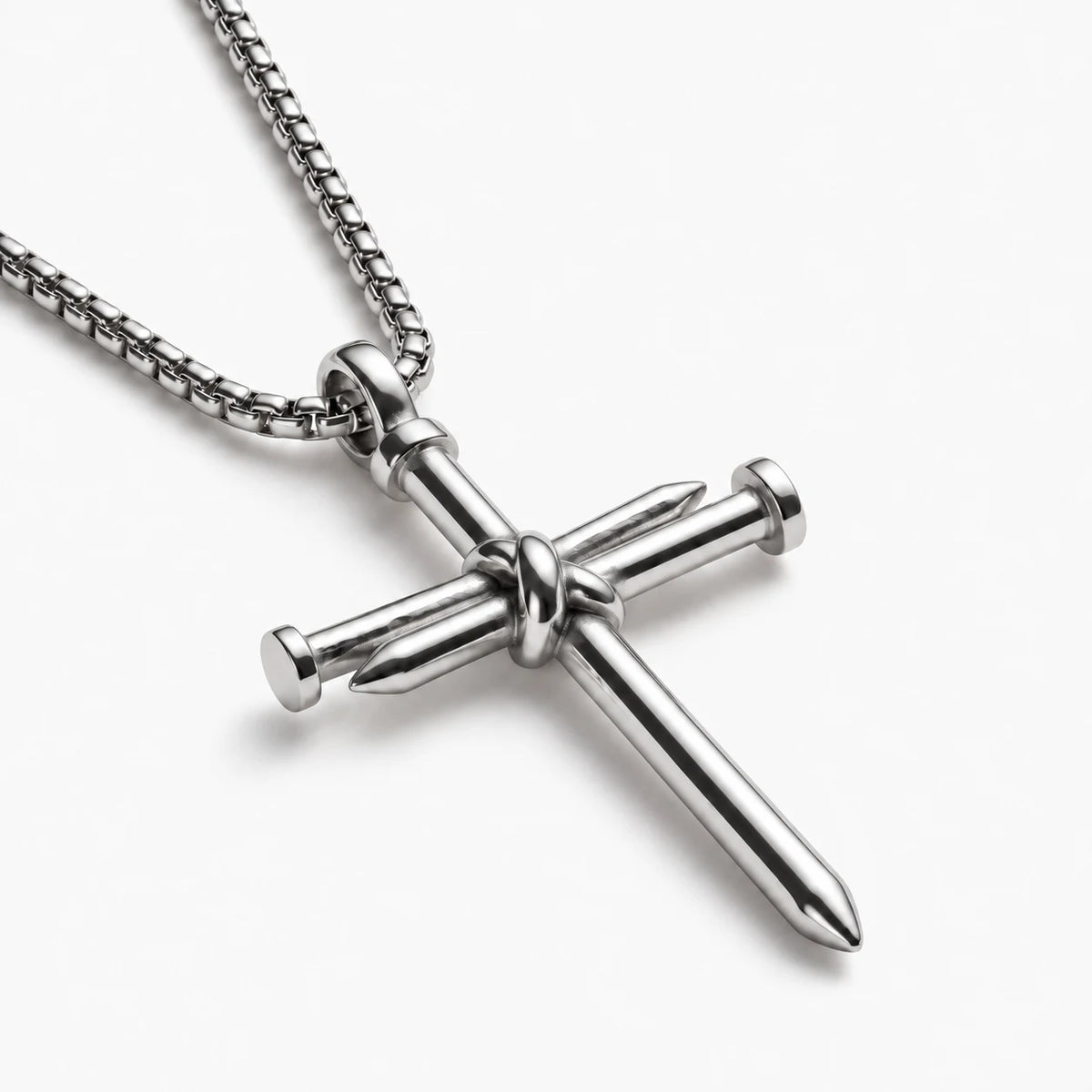 Calvary Nail Cross Necklace - calvary nail cross silver thumbnail