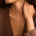 Calvary Nail Cross Necklace - calvary nail cross gold woman worn