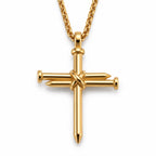 Calvary Nail Cross Necklace - calvary nail cross gold front